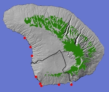 Seabird nesting concentration on Lana'i