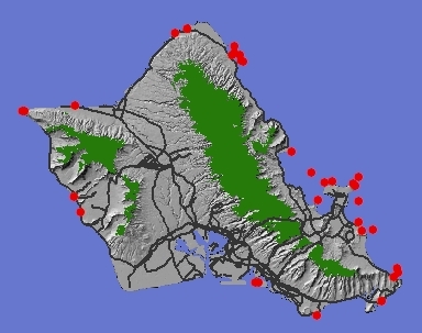 Seabird nesting concentrations on O'ahu