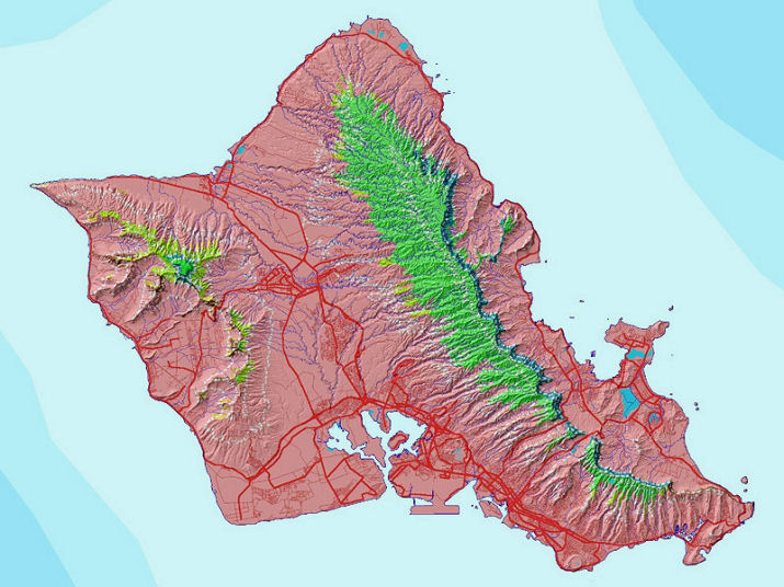 Island of O'ahu remaining ecological systems